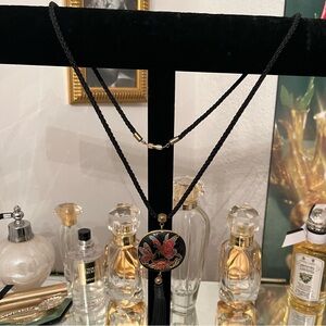 Chinese Style Chinese Pendant Butterflies on Metal Piece with Black Tassle